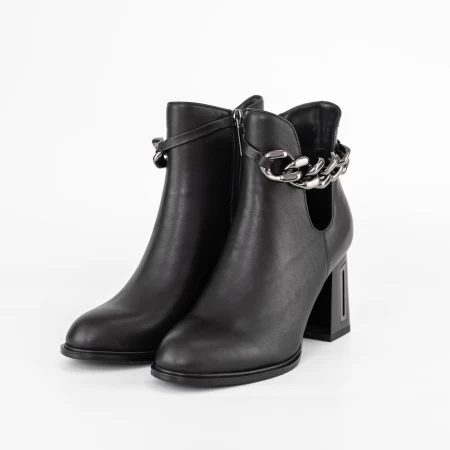 Botine Dama cu toc gros K9191-3A Negru » meishop.life