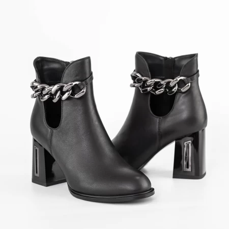 Botine Dama cu toc gros K9191-3A Negru » meishop.life