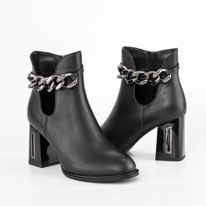 Botine Dama cu toc gros K9191-3A Negru » meishop.life