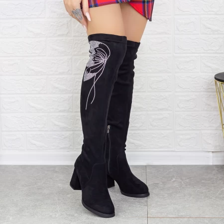 Cizme Dama cu Toc gros 2MX539 Negru » meishop.life