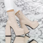 Botine Dama cu Toc gros si platforma TN-023 Bej » meishop.life