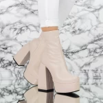 Botine Dama cu Toc gros si platforma TN-023 Bej » meishop.life