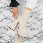 Botine Dama cu Toc gros si platforma TN-023 Bej » meishop.life