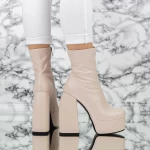 Botine Dama cu Toc gros si platforma TN-023 Bej » meishop.life