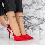 Pantofi Stiletto 2XKK7 Rosu » meishop.life