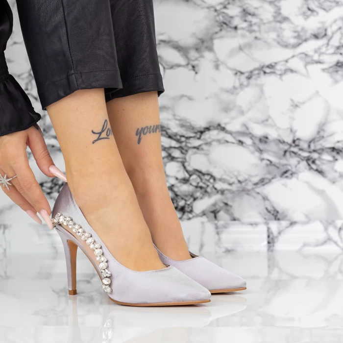 Pantofi Stiletto 2XKK7 Gri » meishop.life