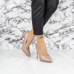 Pantofi cu Toc subtire si Platforma 2YZ2 Champagne » meishop.life