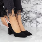 Pantofi cu Toc gros 2YZ6 Negru » meishop.life