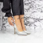 Pantofi cu Toc subtire si Platforma 2YZ2 Argintiu » meishop.life