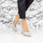 Pantofi cu Toc subtire si Platforma 2YZ2 Argintiu » meishop.life