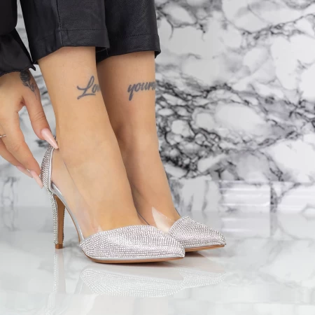 Pantofi Stiletto 2XKK6 Argintiu » meishop.life