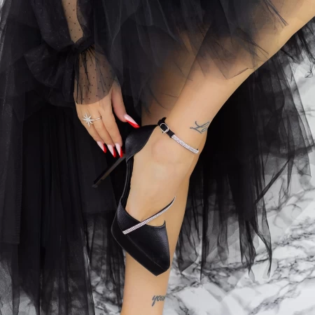 Pantofi cu Toc subtire si Platforma 2DC1 Negru » meishop.life