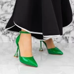 Pantofi cu Toc subtire 2DC5 Verde » meishop.life