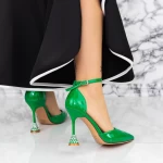 Pantofi cu Toc subtire 2DC5 Verde » meishop.life