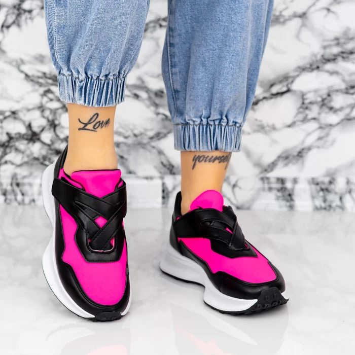 Pantofi Sport Dama 2XJ92-1 Negru-Roz » meishop.life
