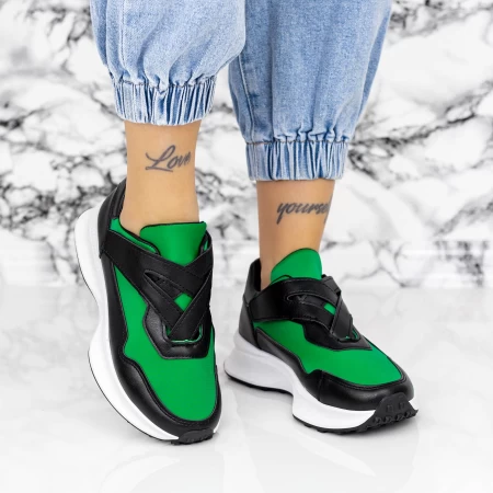 Pantofi Sport Dama 2XJ92-1 Negru-Verde » meishop.life