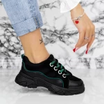Pantofi Sport Dama 2N37 Negru-Verde » meishop.life
