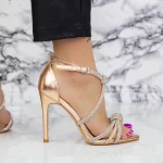 Sandale Dama cu Toc subtire 2ZB8 Champagne » meishop.life