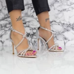 Sandale Dama cu Toc subtire 2ZB8 Argintiu » meishop.life