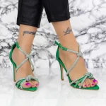 Sandale Dama cu Toc subtire 2ZB8 Verde » meishop.life