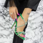 Sandale Dama cu Toc subtire 2ZB8 Verde » meishop.life