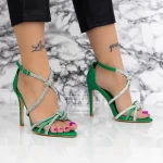 Sandale Dama cu Toc subtire 2ZB8 Verde » meishop.life