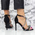 Sandale Dama cu Toc subtire 2ZB8 Negru » meishop.life