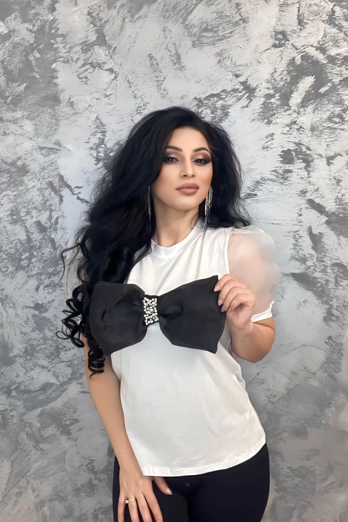 Tricou Dama NG23082 Alb » meishop.life