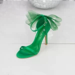 Sandale Dama cu Toc subtire 2LU2 Verde » meishop.life
