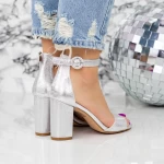 Sandale Dama cu Toc gros 2RG16 Argintiu » meishop.life