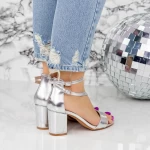 Sandale Dama cu Toc gros 2XKK12 Argintiu » meishop.life