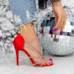 Sandale Dama cu Toc subtire 2LU1 Rosu » meishop.life