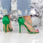 Sandale Dama cu Toc subtire 2LU1 Verde » meishop.life