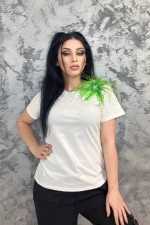 Tricou Dama B787 Alb-Verde » meishop.life