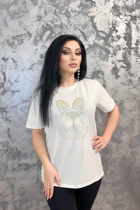 Tricou Dama H0786 Alb » meishop.life