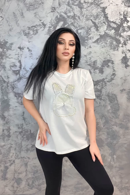 Tricou Dama H0786 Alb » meishop.life