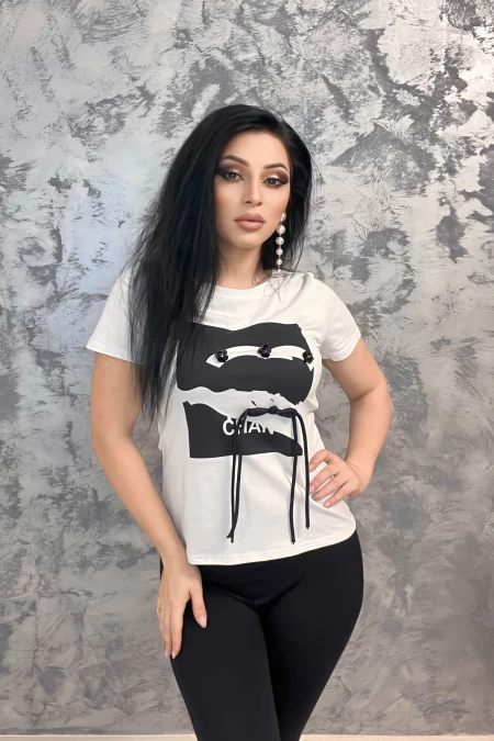 Tricou Dama NG23101 Alb » meishop.life