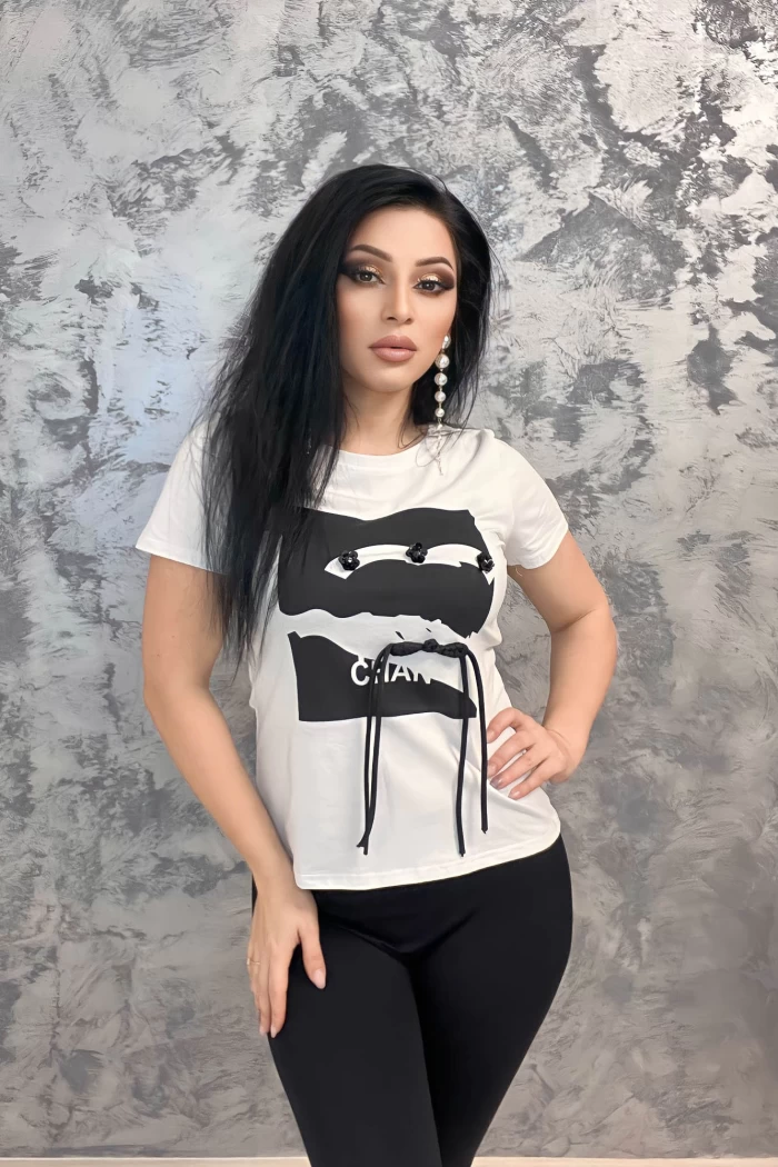 Tricou Dama NG23101 Alb » meishop.life