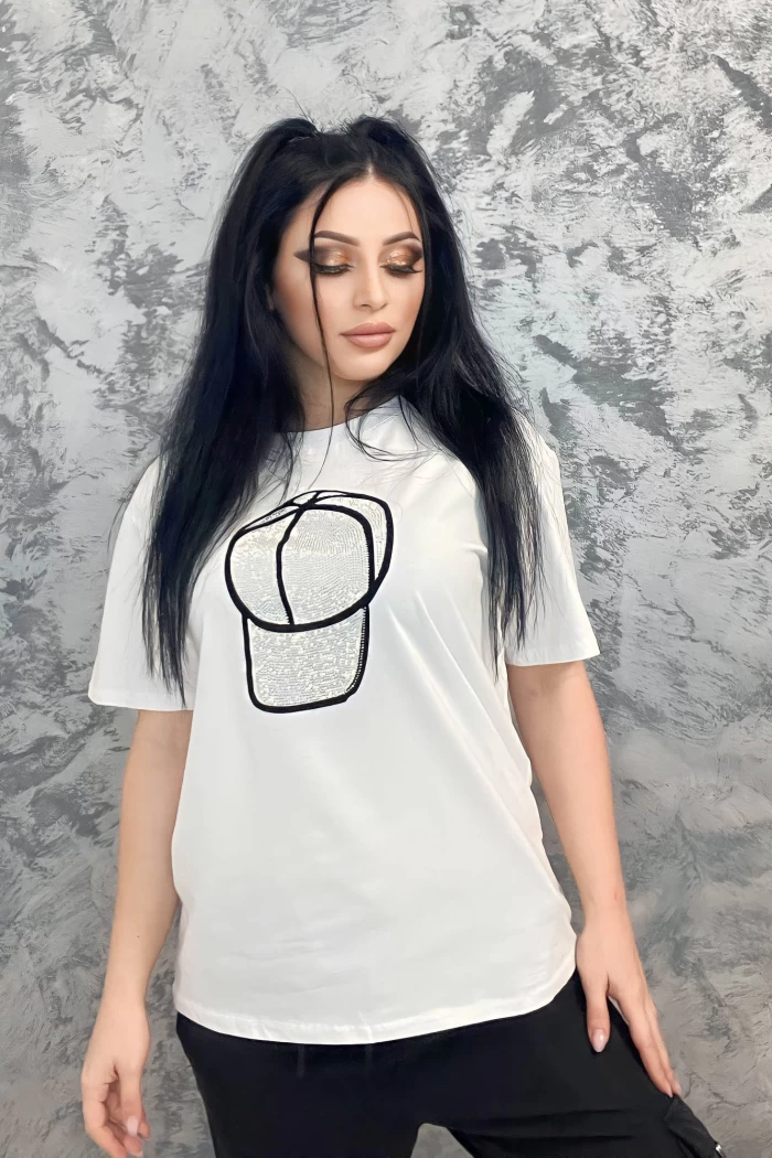 Tricou Dama SJD92755 Alb » meishop.life