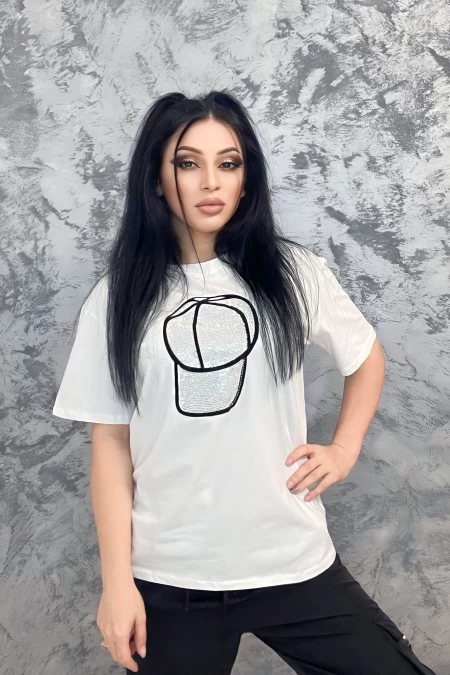 Tricou Dama SJD92755 Alb » meishop.life
