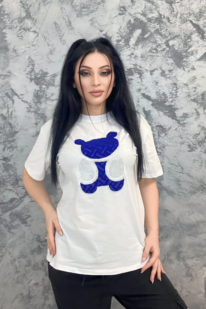 Tricou Dama SJD92800 Alb-Albastru » meishop.life
