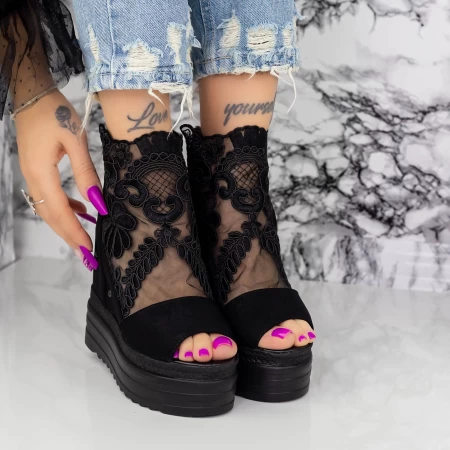 Sandale Dama cu Platforma 2W57 Negru » meishop.life
