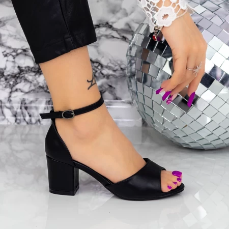 Sandale Dama cu Toc gros XKK566A Negru » meishop.life