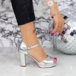 Sandale Dama cu Toc gros WT69 Argintiu » meishop.life