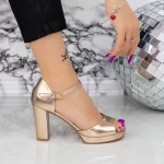 Sandale Dama cu Toc gros WT69 Champagne » meishop.life