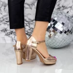 Sandale Dama cu Toc gros WT69 Champagne » meishop.life