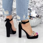 Sandale Dama cu Toc gros si Platforma 2HLX7 Negru » meishop.life