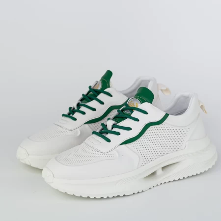 Pantofi Sport Barbati 27-1 Alb-Verde » meishop.life