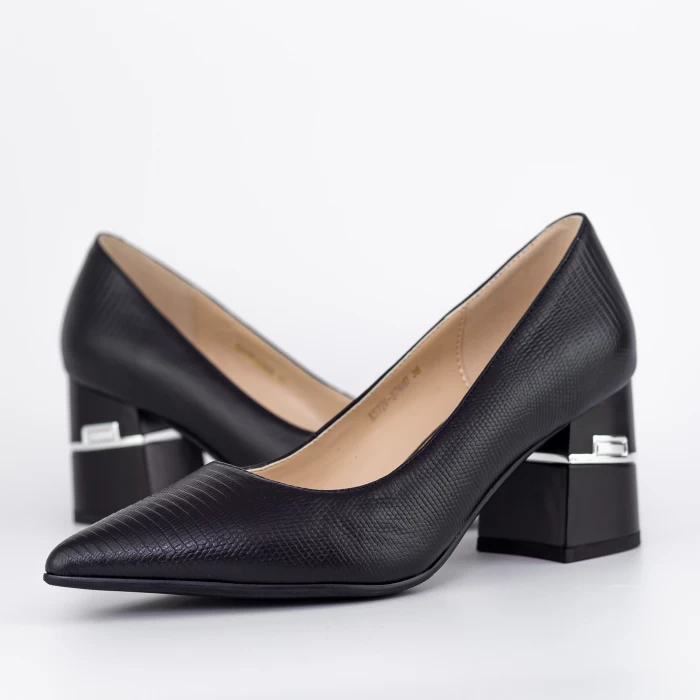 Pantofi cu Toc gros K5720-3748D Negru » meishop.life