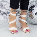 Sandale Dama cu Toc gros XKK535 Alb » meishop.life